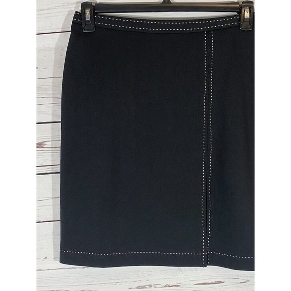 Express Skirt Womens Sz 5/6 Black White Contrast Stitching Straight Lined Slit - Picture 7 of 12